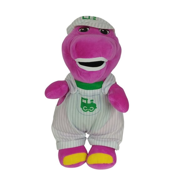 Fisher Price Barney the Dinosaur Train Conductor Plush Stuffed Animal - Picture 1 of 12